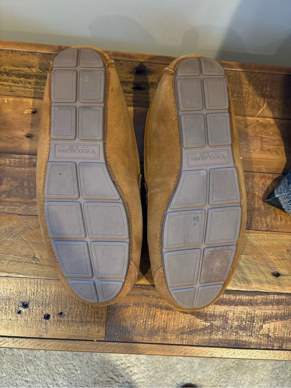 Men's UGG Faux-Shearling Lined Tan Suede Slip-On Slippers